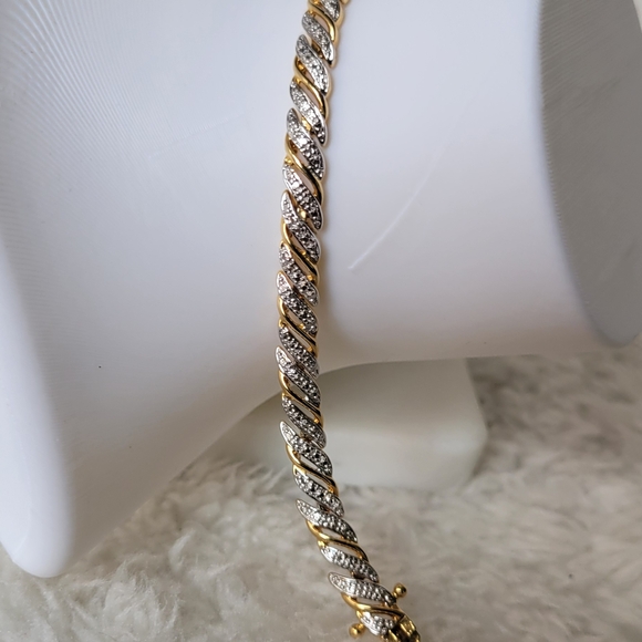 Gorgeous Two-Tone Tennis BB Bracelet 7.5" Signed by PAJ - Picture 8 of 12